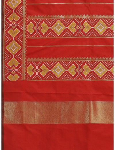 KAPAAHA Woven Figure Patola Saree (Mehndi)